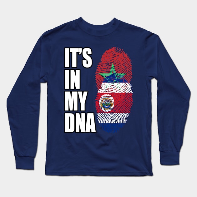 Costa Rican And Moroccan Mix DNA Flag Heritage Long Sleeve T-Shirt by Just Rep It!!